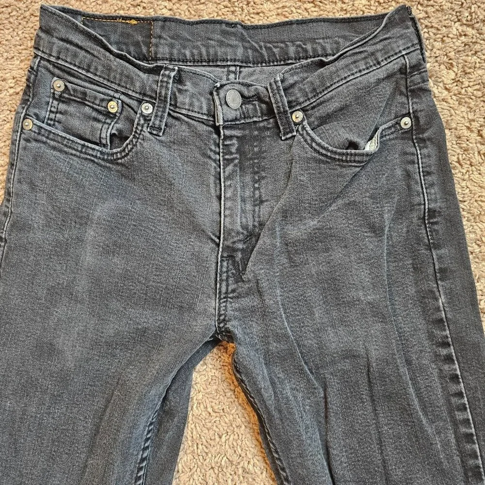 Levis 514 Jeans Mens Tag 29x32 Fit 28x29 Black Straight Denim Dark Wash Stretch - Picture 8 of 13